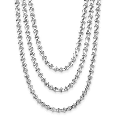 3-Strand with 1.5 Inch Extender Necklace Sterling Silver Rhodium-plated Polished QLF1354-17.5 19690…