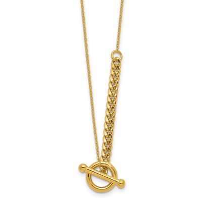 Drop Toggle with 1 Inch Extender Necklace 14k Gold Polished LF2057-17.5
