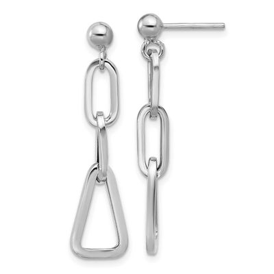 Geometric Link Dangle Post Earrings Sterling Silver Rhodium-plated QLE1512 196904322239