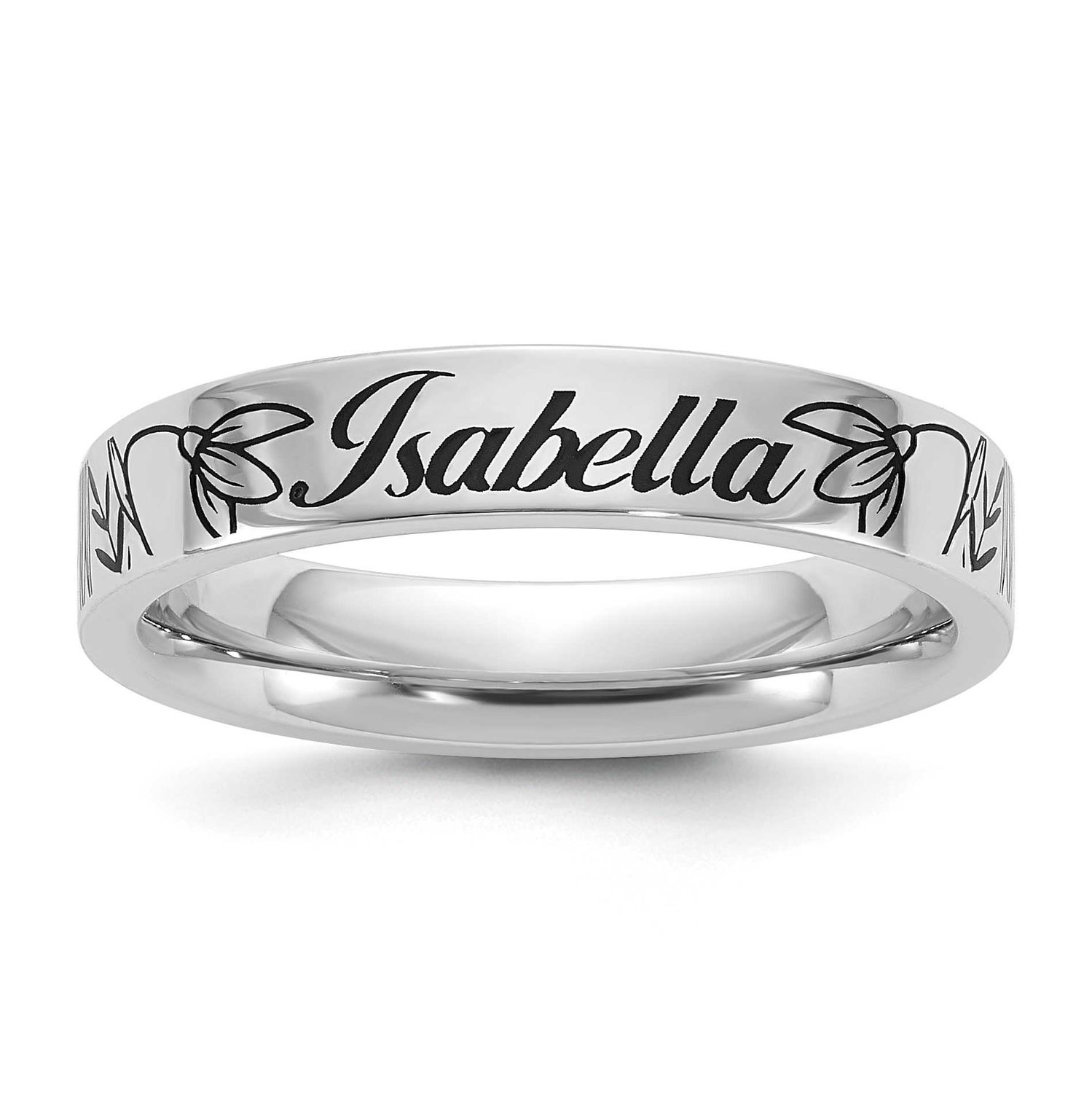 Name and Birth Flower Ring 14k White Gold XNR131W