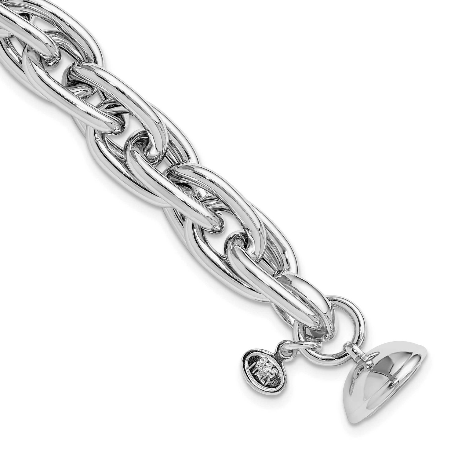 7.5 Inch Link Bracelet Sterling Silver Rhodium-plated QLF1380-7.5 196904290309