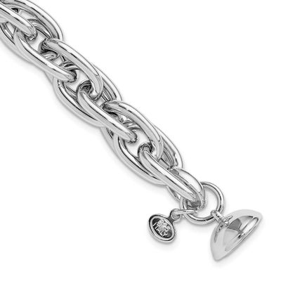 7.5 Inch Link Bracelet Sterling Silver Rhodium-plated QLF1380-7.5 196904290309