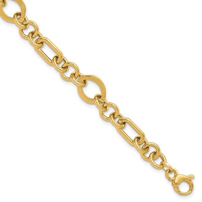 Fancy Link Bracelet 14k Gold Polished LF2026-7.5 196904331217