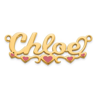 Epoxy Hearts Name Plate 14k Gold XNA1501Y