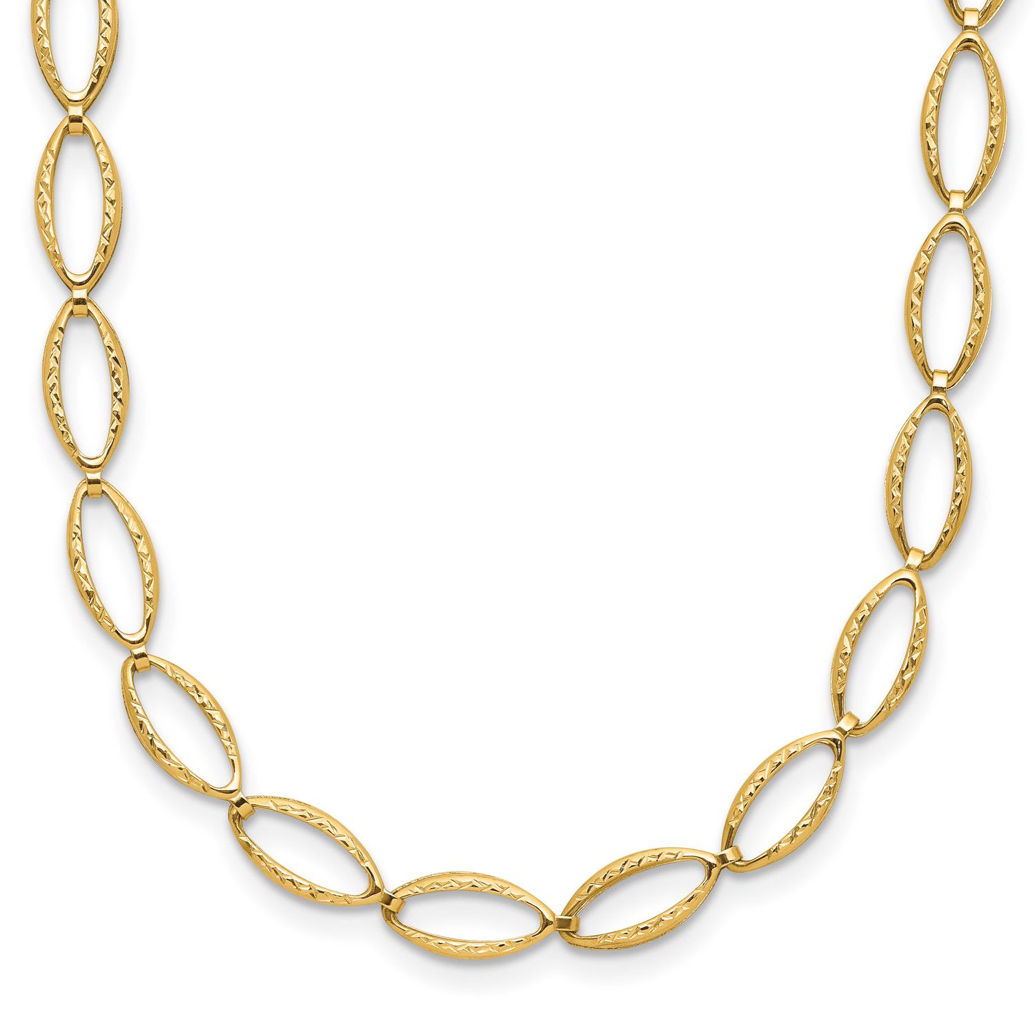 Diamond-Cut Fancy Link Necklace 14k Gold Polished LF528-18 196904331248