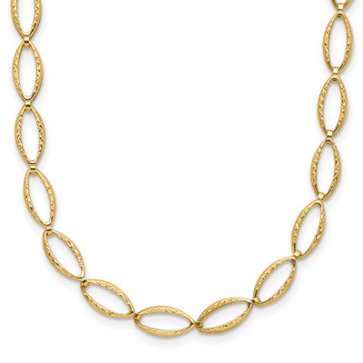 Diamond-Cut Fancy Link Necklace 14k Gold Polished LF528-18 196904331248