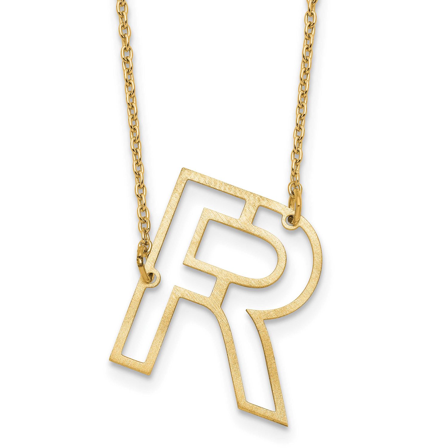 Sideways Cut Out Initial R Necklace 14k Gold XNA1473Y/R