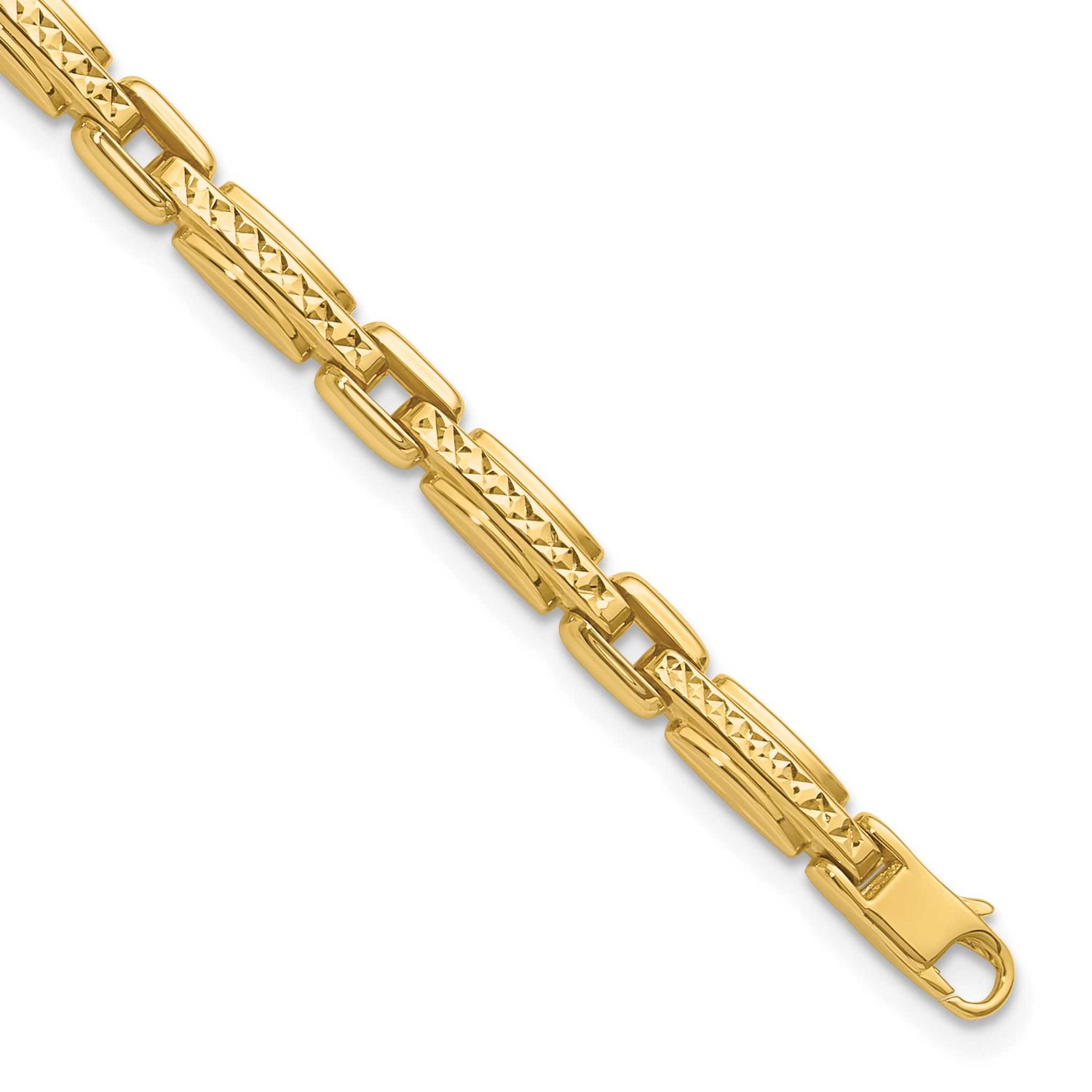 Diamond-Cut Fancy Link Reversible Bracelet 14k Gold Polished LF1878-7.5 196904333297