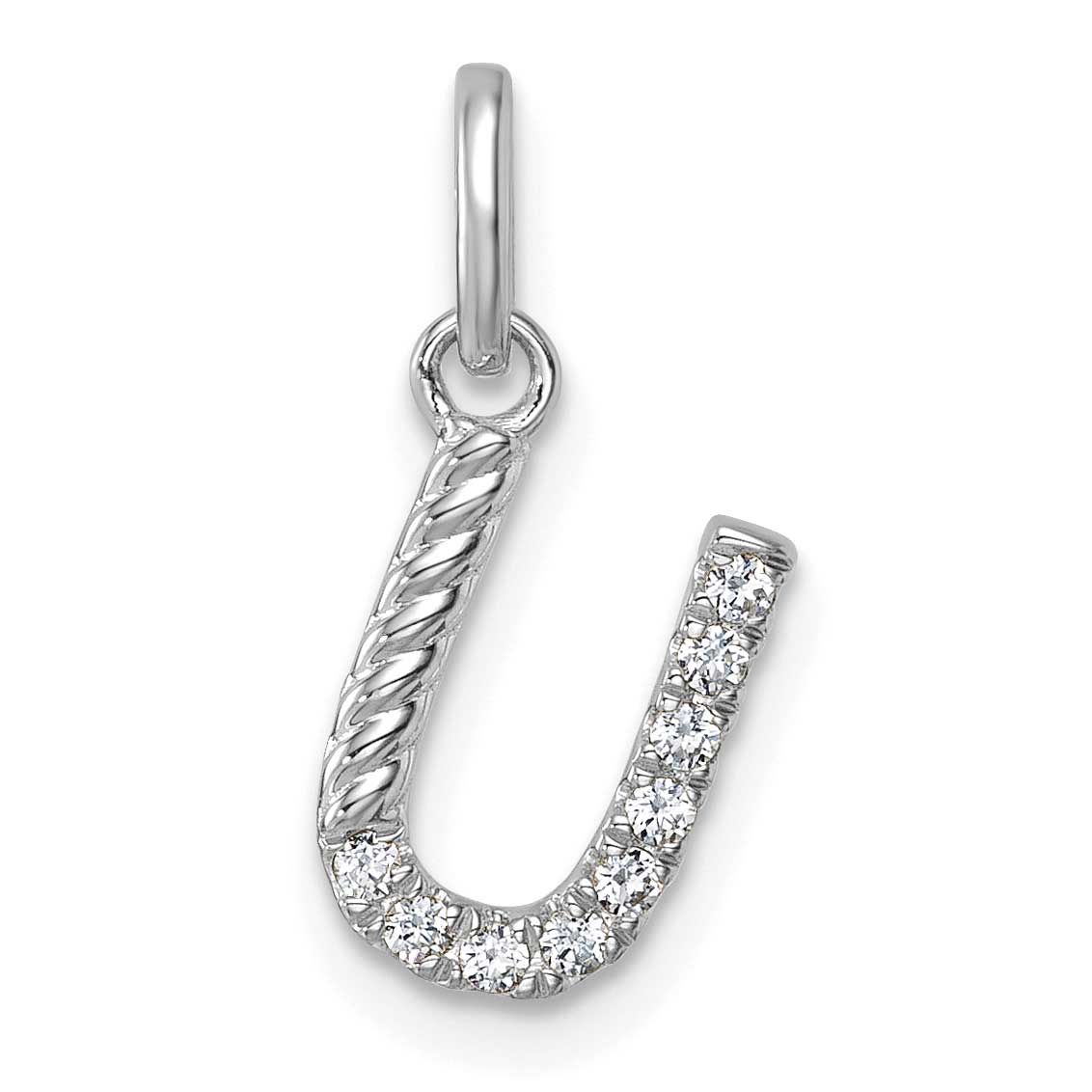Twisted .10 Ct. Diamond Initial U Charm 14k White Gold PM10732U-WA