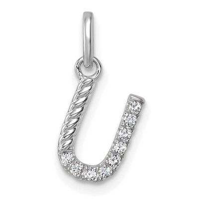 Twisted .10 Ct. Diamond Initial U Charm 14k White Gold PM10732U-WA