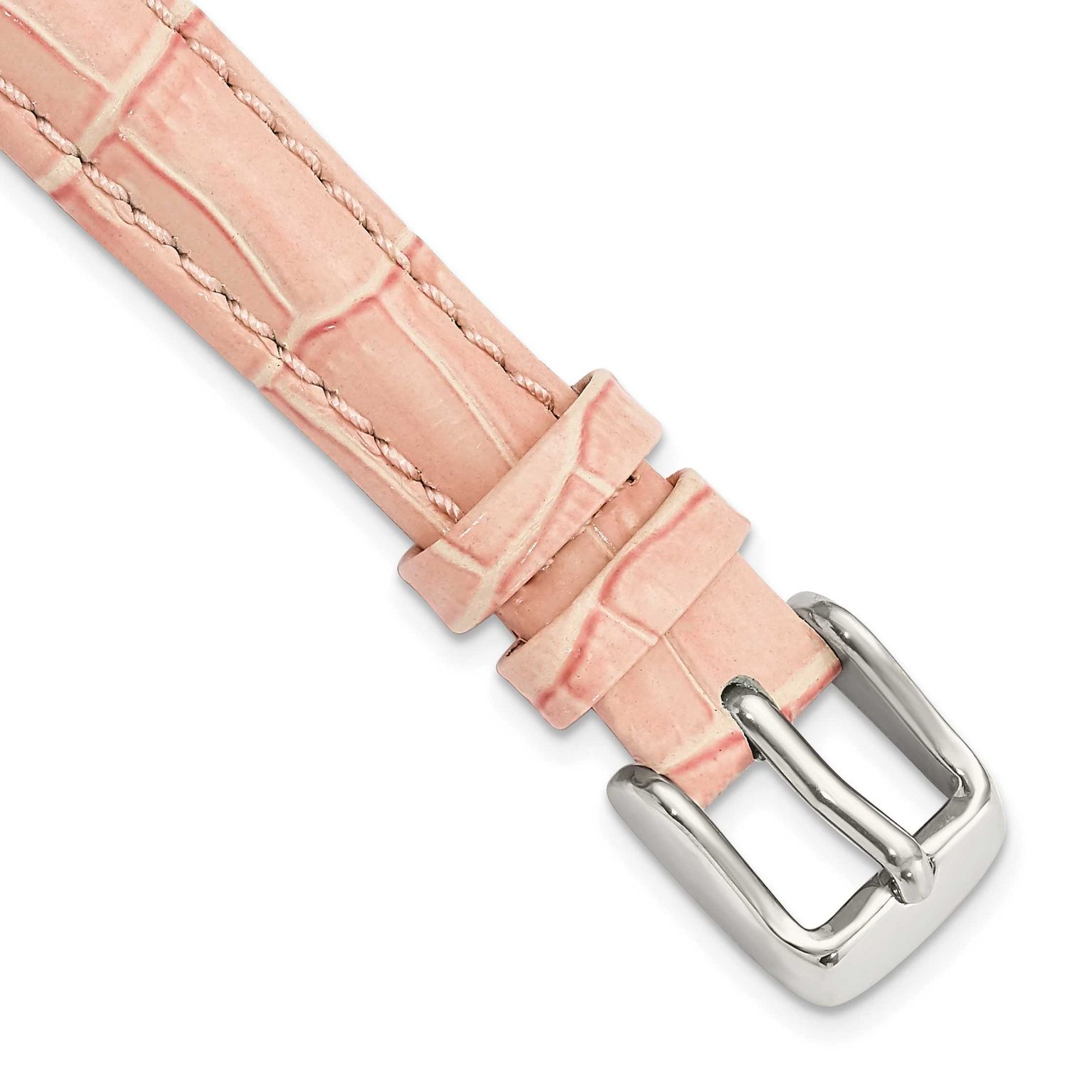 Debeer 12mm Pink Crocodile Grain Chronograph Leather with Silver-Tone Buckle 6.75 Inch Watch Band B…