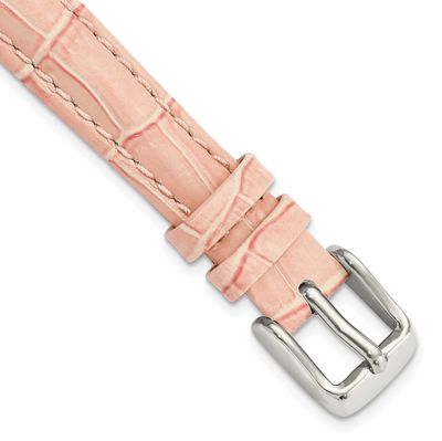 Debeer 12mm Pink Crocodile Grain Chronograph Leather with Silver-Tone Buckle 6.75 Inch Watch Band B…