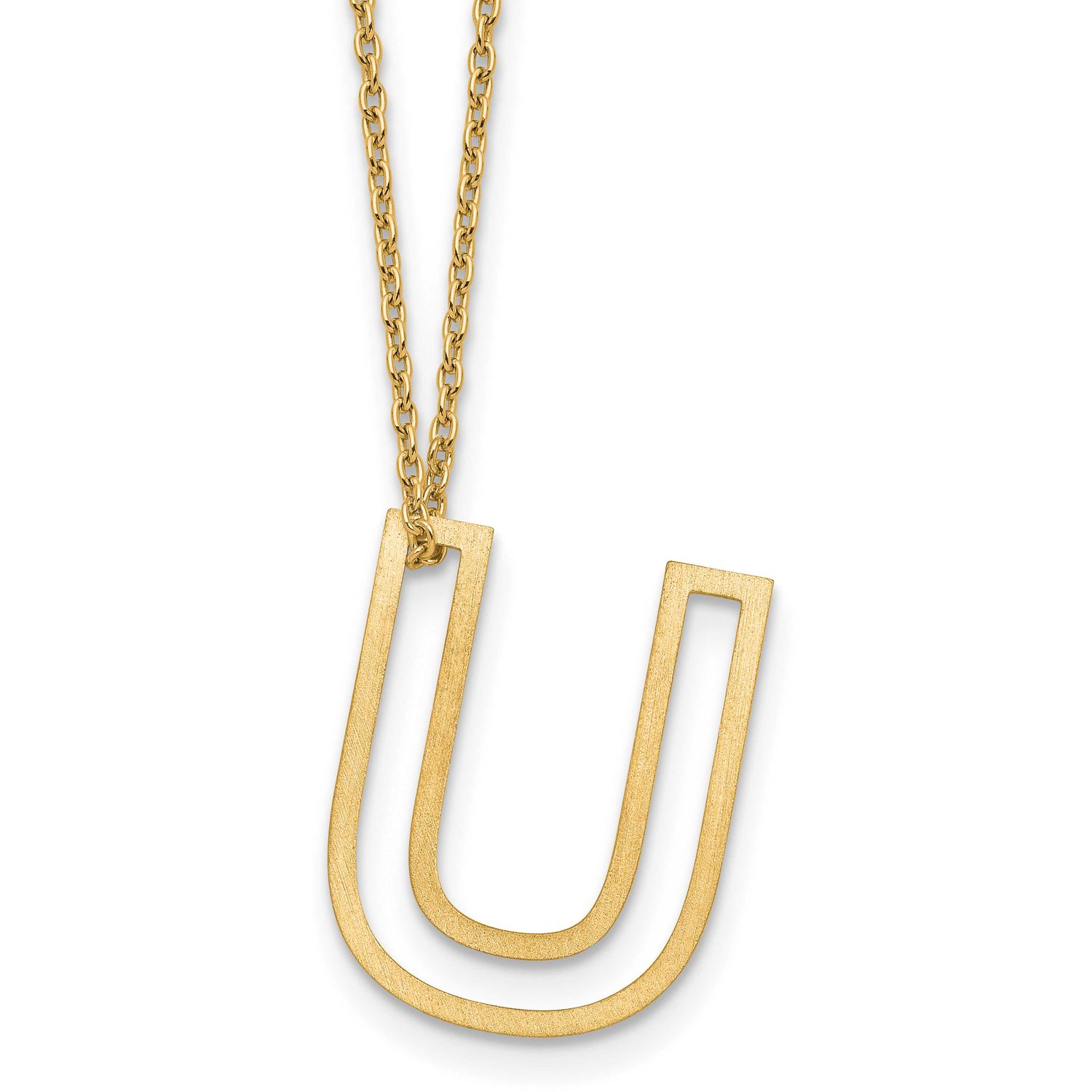Cut Out Slide Initial U Necklace Sterling Silver Gold-plated XNA1474GP/U