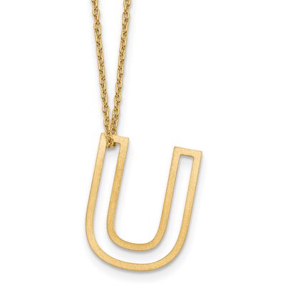 Cut Out Slide Initial U Necklace Sterling Silver Gold-plated XNA1474GP/U