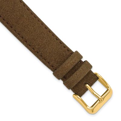 Debeer 14mm Brown Vegan Microfiber Stitched with Gold-Tone Buckle and Quick Release Spring Bars 6.7…