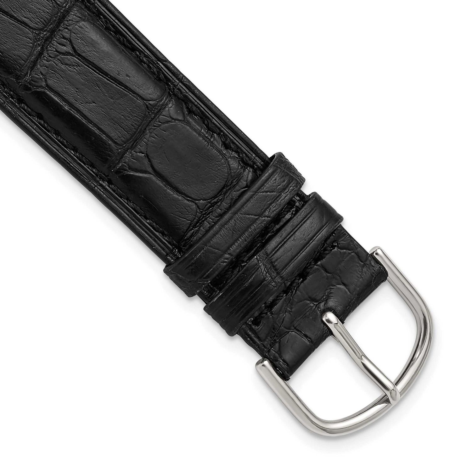 Debeer 19mm Black Matte Genuine Louisiana Alligator Leather with Silver-Tone Buckle 7.5 Inch Watch …