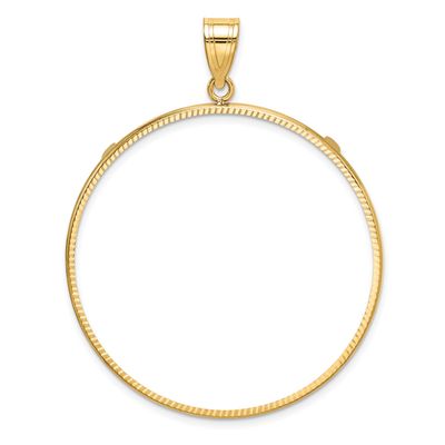 Diamond-Cut 39.5mm Prong Coin Bezel Pendant 10k Gold Polished 10C1801D/39.5