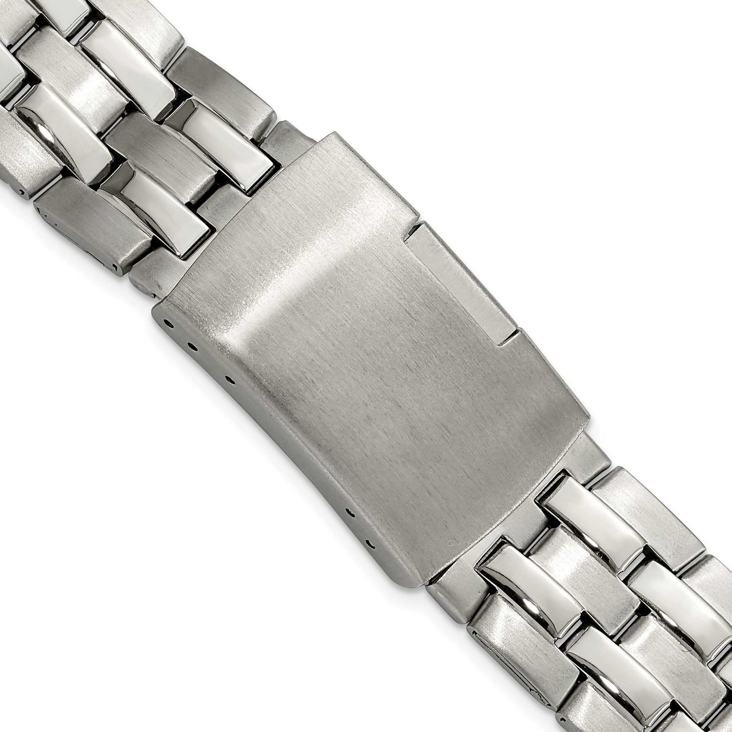 Debeer 20mm Satin and Polished Stainless Steel Folded Link Style with Push-Button Deployment 7.75 I…