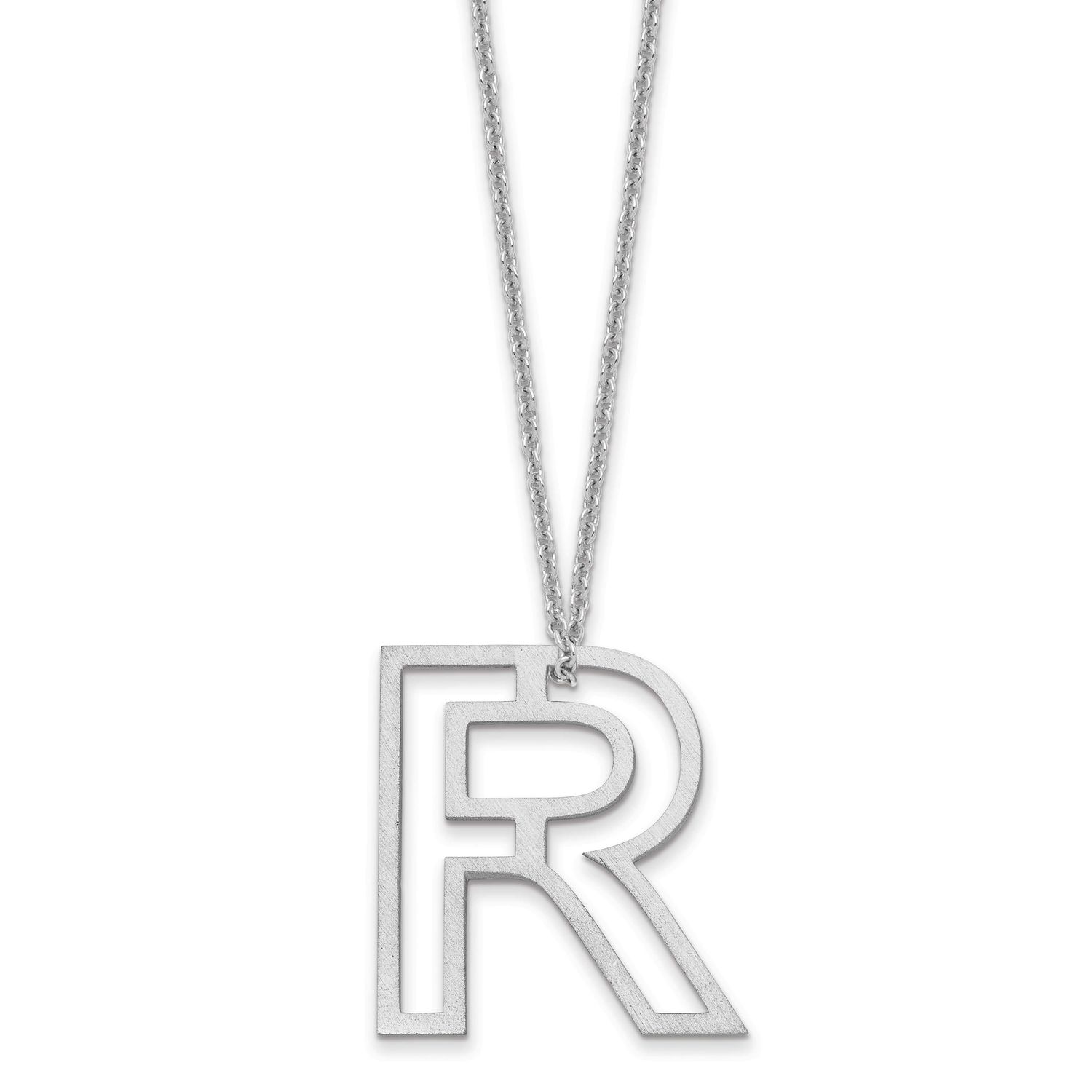 Cut Out Slide Initial R Necklace 14k White Gold XNA1474W/R