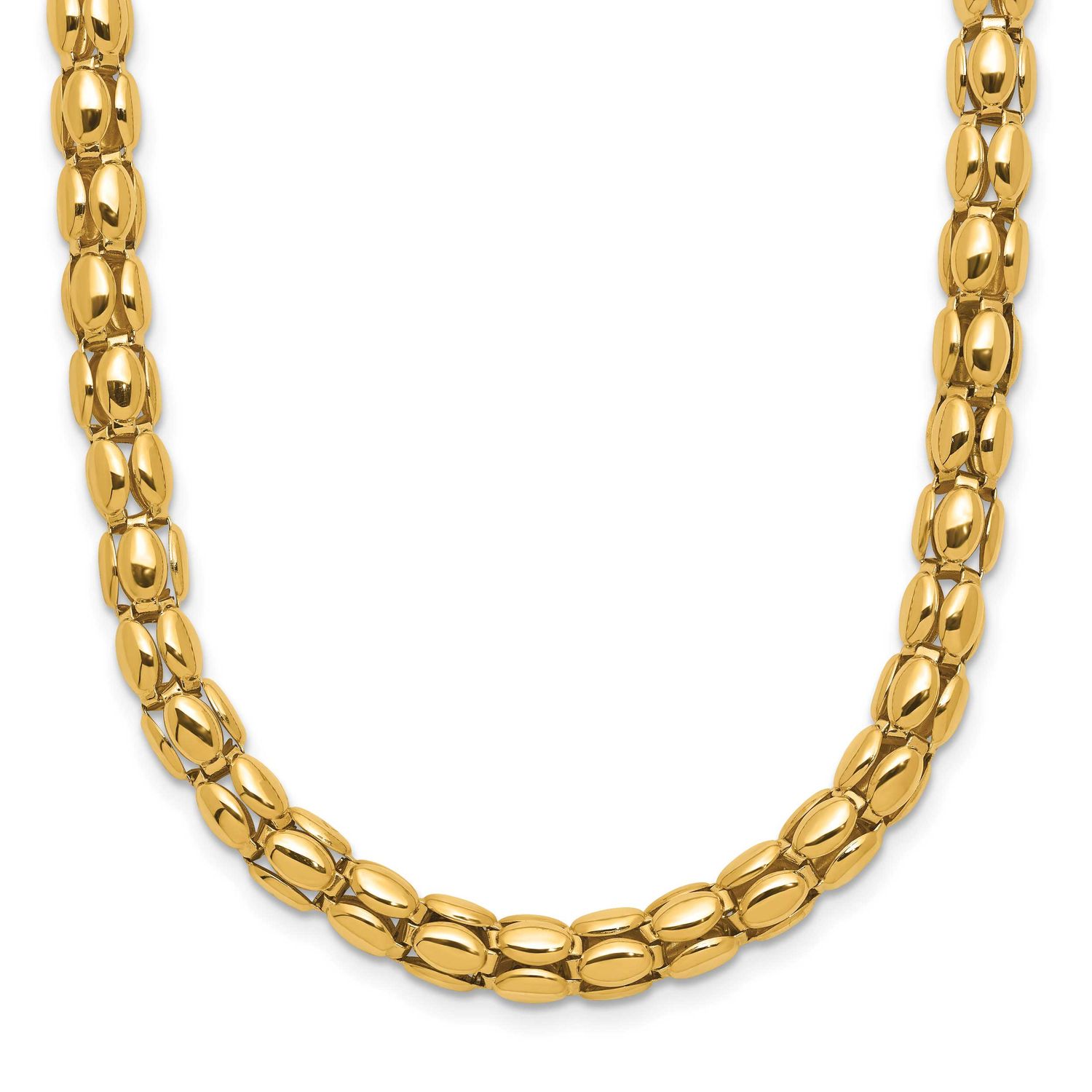 5.5mm Popcorn Mesh Necklace 14k Two-tone Gold Polished LF2254-18 196904317617