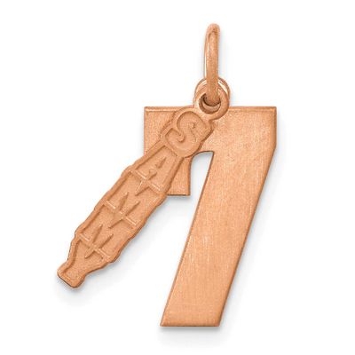 Rose Gold-Plated 2 Piece Satin Name with Number Charm Sterling Silver XNA1486RP
