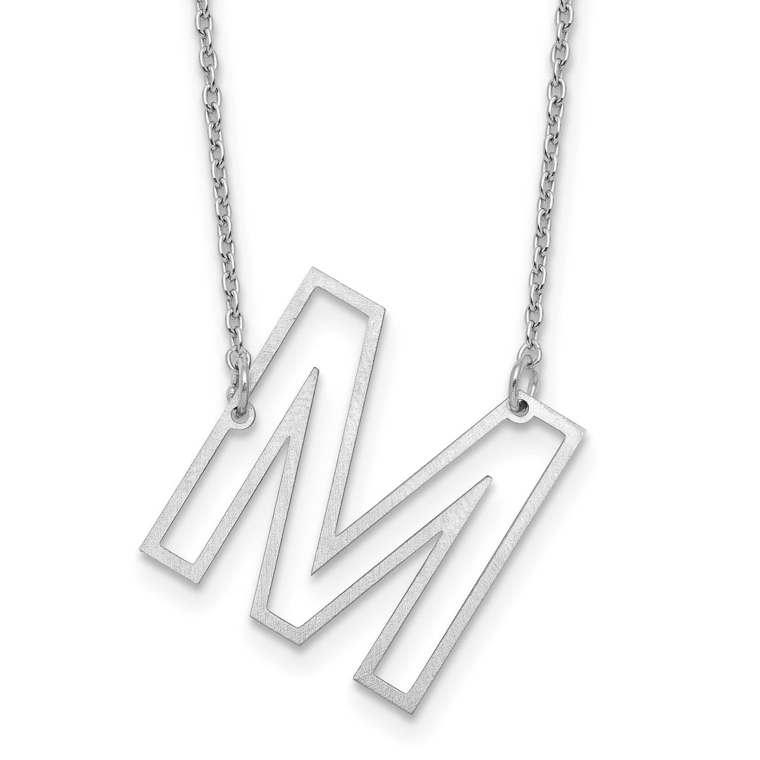Sideways Cut Out Initial M Necklace 10k White Gold 10XNA1473W/M