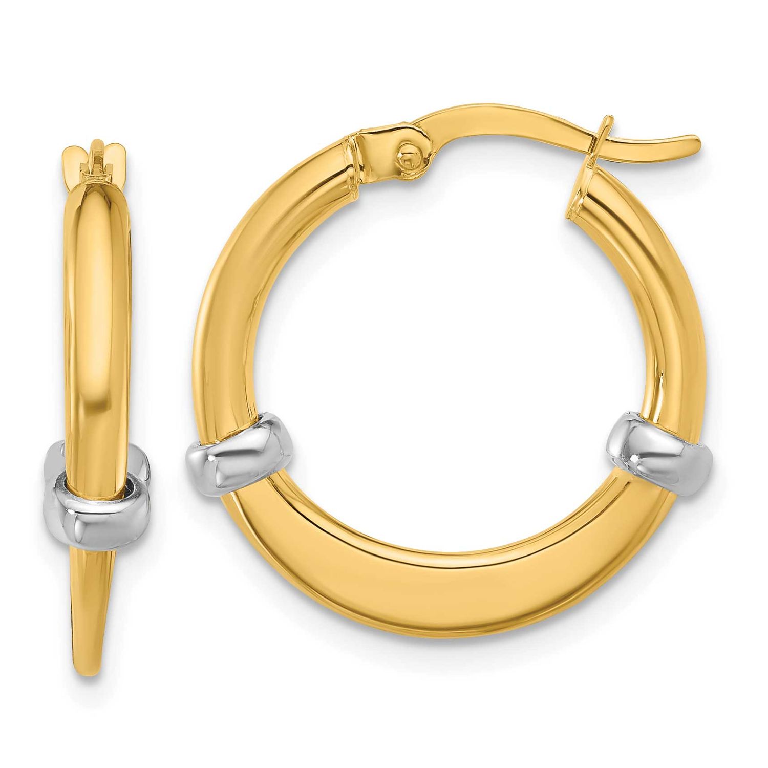 Polished Hoop Earrings 10K Two-tone Gold 10LE597 196904343944