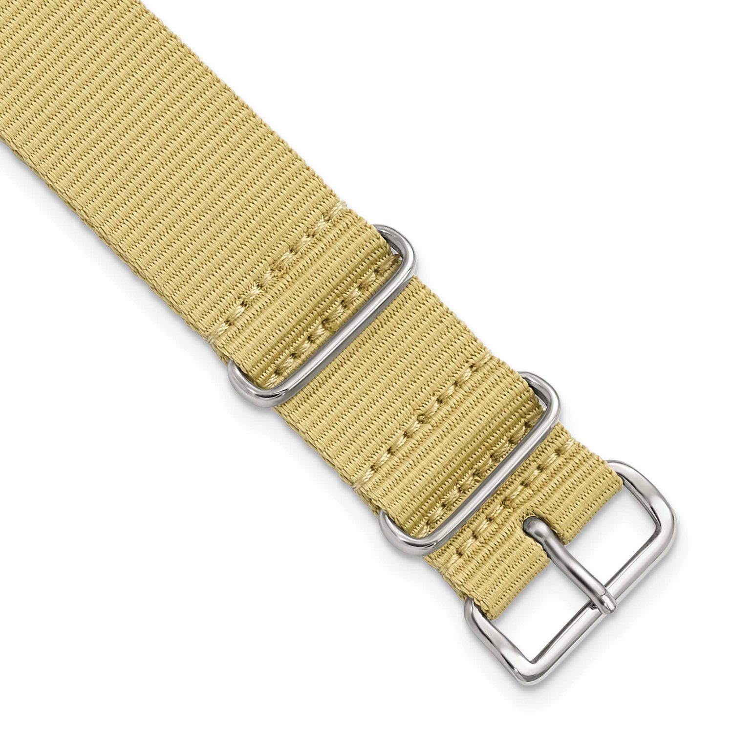 Debeer 18mm One-Piece Khaki Military Ballistic G10 Nylon with Silver-Tone Buckle 10.75 Inch Watch B…