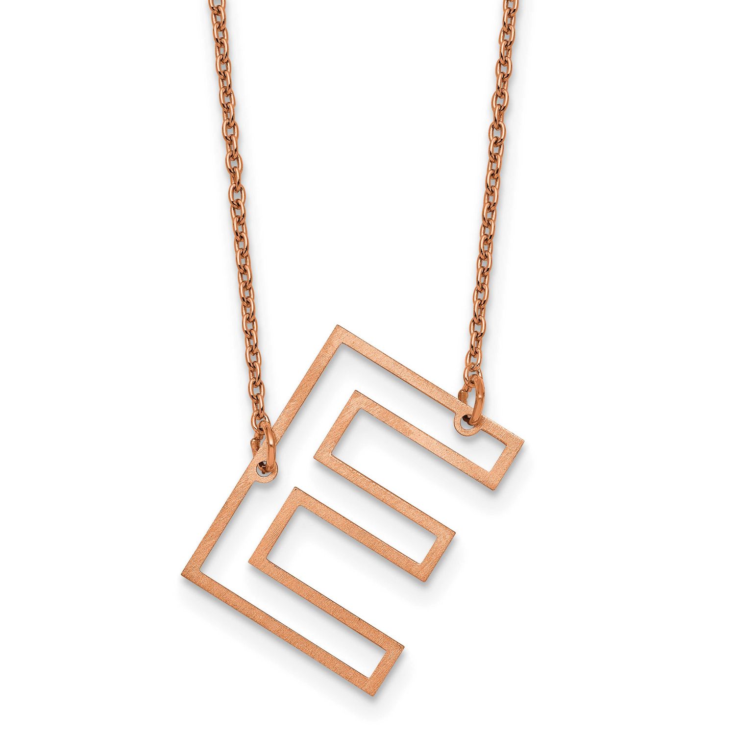 Rose Gold-Plated Sideways Cut Out Initial E Necklace Sterling Silver XNA1473RP/E