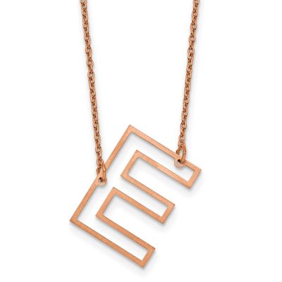 Rose Gold-Plated Sideways Cut Out Initial E Necklace Sterling Silver XNA1473RP/E