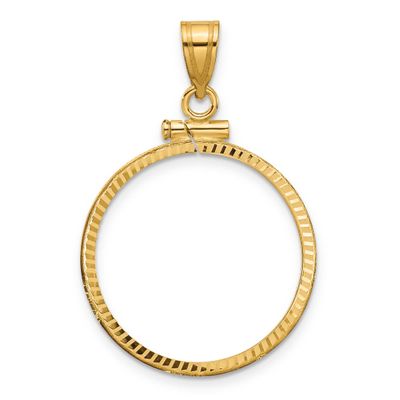 Diamond-Cut 22.0mm x 1.9mm Screw Top Coin Bezel Pendant 10k Gold Polished 10C1885D/22.0