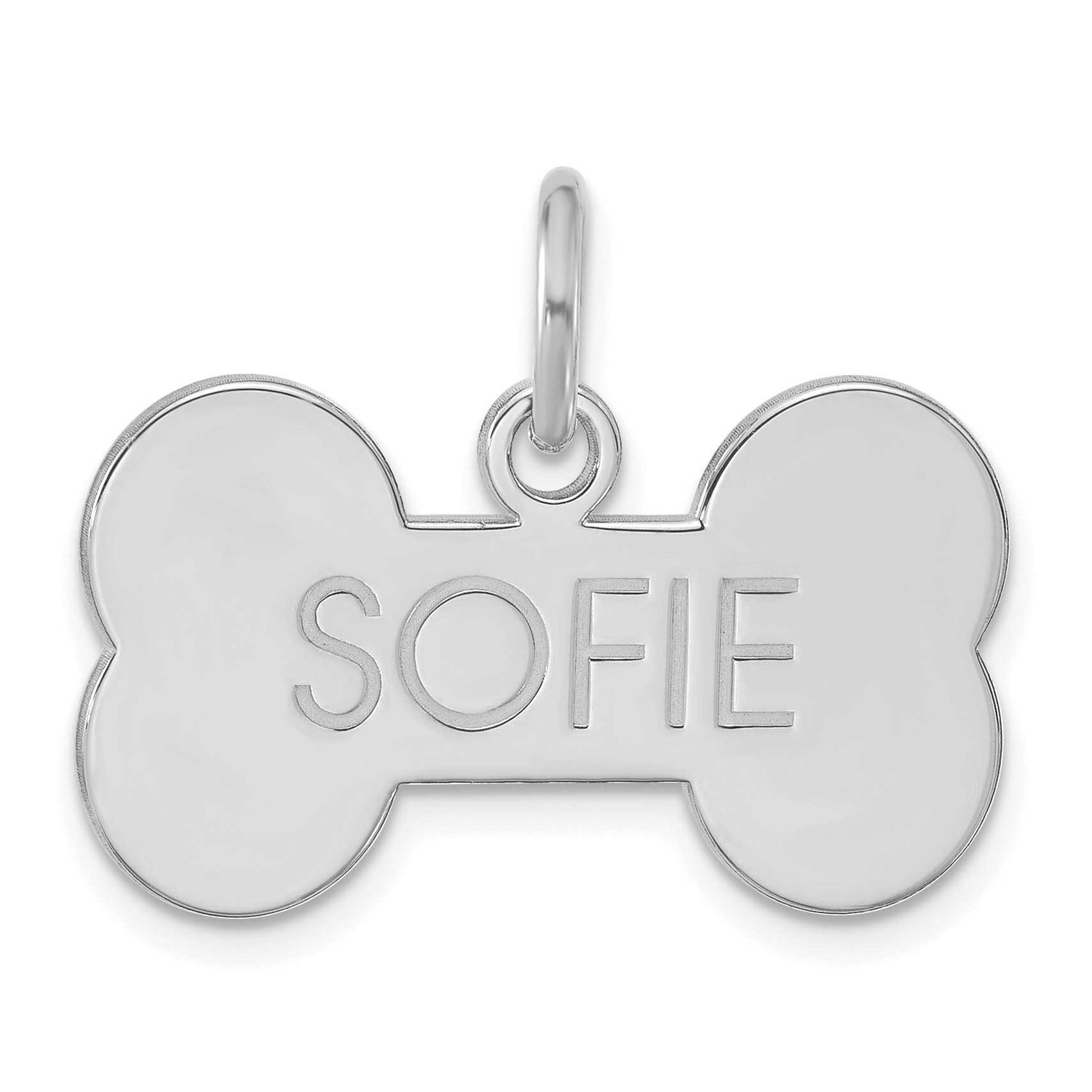 Rhodium-Plated Small Bone Animal Information Tag Sterling Silver XNA1550SS