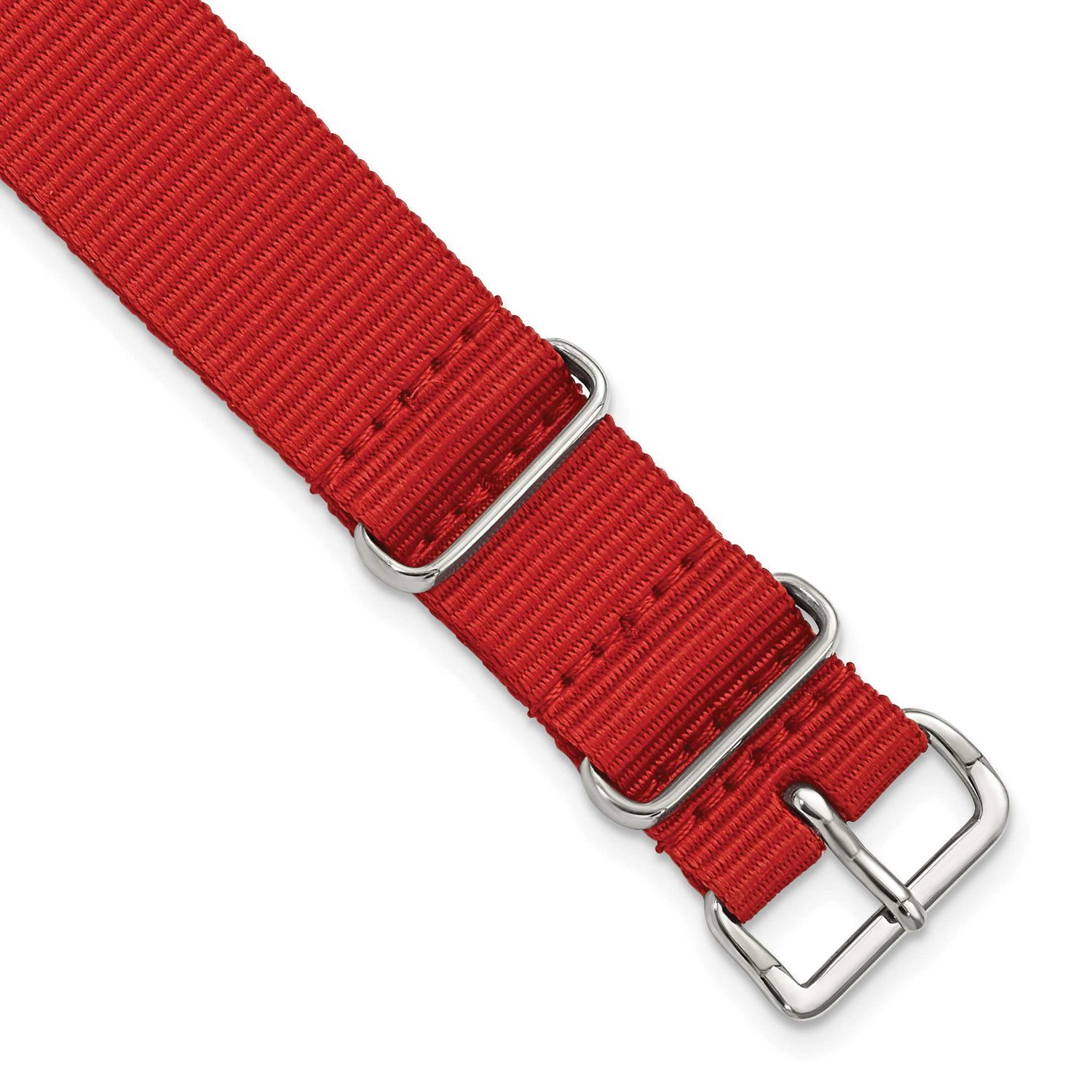 Debeer 18mm One-Piece Red Military Ballistic G10 Nylon with Silver-Tone Buckle 10.75 Inch Watch Ban…