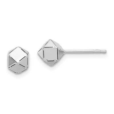 Geometric Ball Post Earrings 14k White Gold Polished LE2621W 196904171271