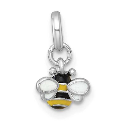 Black and Yellow Enamel Bee Children&#39;s Pendant Sterling Silver Rhodium-plated QP5991