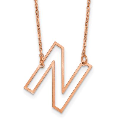 Rose Gold-Plated Sideways Cut Out Initial N Necklace Sterling Silver XNA1473RP/N