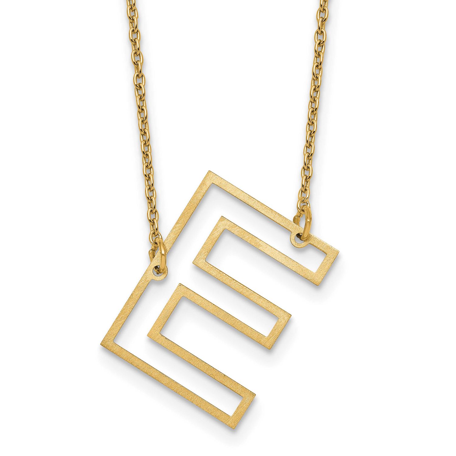 Sideways Cut Out Initial E Necklace 14k Gold XNA1473Y/E