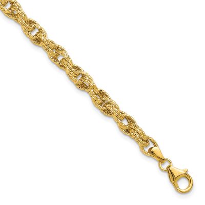 Textureddiamond-Cut Twisted Link Bracelet 14k Gold Polished LF2128-7.5 196904317143