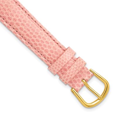 Debeer 16mm Rose Genuine Lizard Leather with Gold-Tone Buckle 7.5 Inch Watch Band 325Y-16