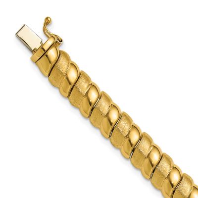 Fancy 8.0mm Bracelet 14k Gold Polished and Brushed LF2255-7.5 196904317280