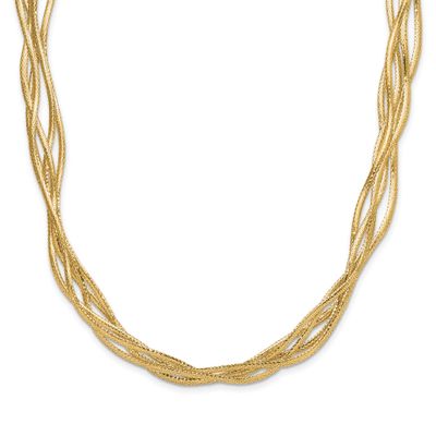 Mesh Diamond-Cut 4-Strand Wave Necklace 14k Gold LF1819-17 196904171202