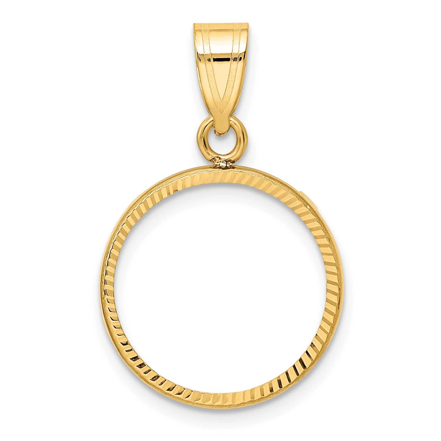 Diamond-Cut 16.0mm Prong Coin Bezel Pendant 10k Gold Polished 10C1801D/16.0