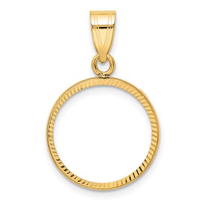 Diamond-Cut 16.0mm Prong Coin Bezel Pendant 10k Gold Polished 10C1801D/16.0