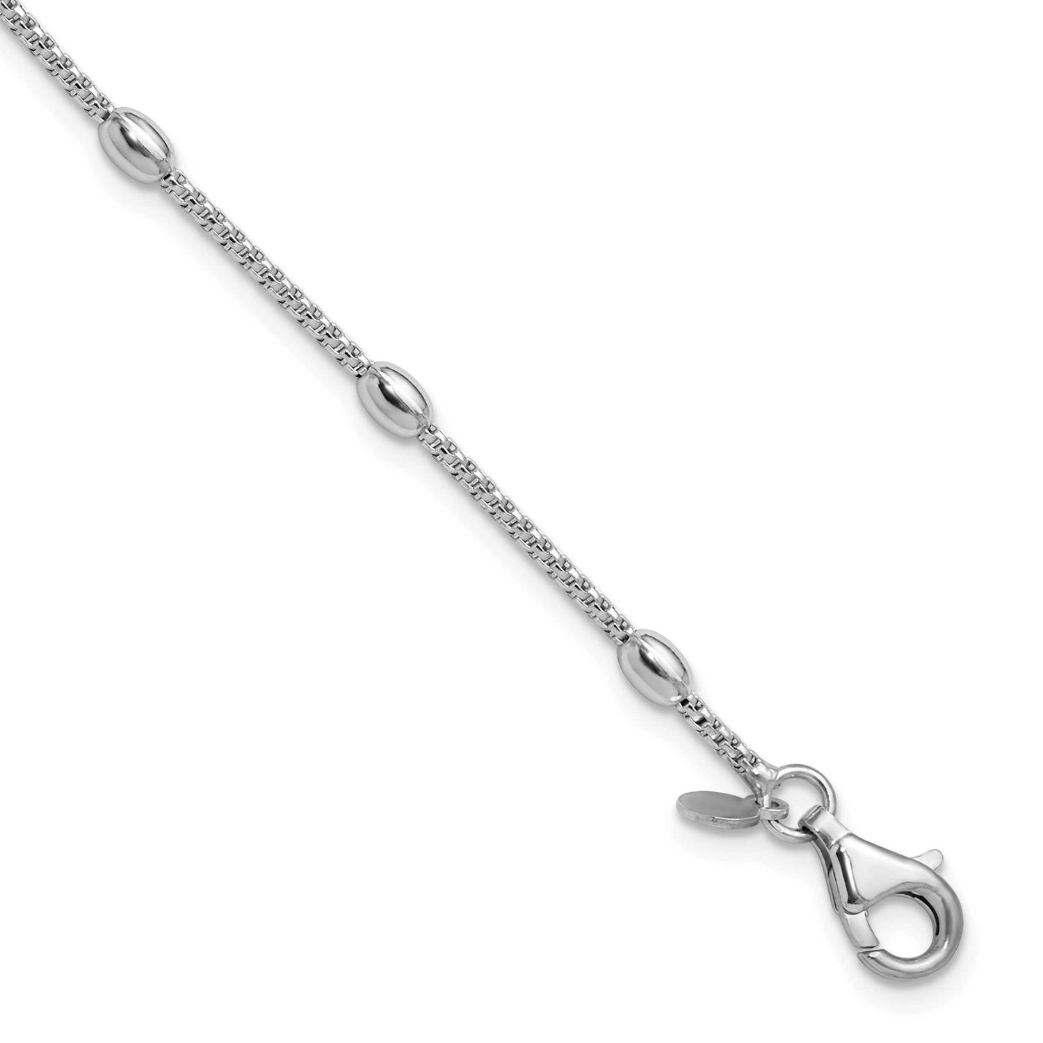 Fancy Bead with 1 Inch Extender Bracelet Sterling Silver Rhodium-plated QLF1426-7 196904318249