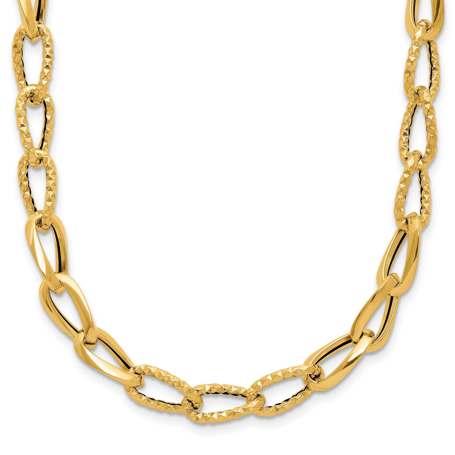 Diamond-Cut Fancy Link Necklace 14k Gold Polished LF1961-22 196904327784