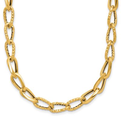 Diamond-Cut Fancy Link Necklace 14k Gold Polished LF1961-22 196904327784