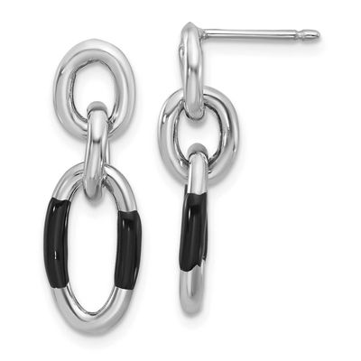 Enamel Dangle Post Earrings Sterling Silver Rhodium-plated QLE1505