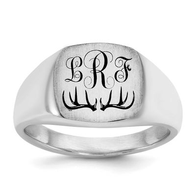 Epoxy Deer Monogram Ring Sterling Silver Rhodium-plated XNR141SS