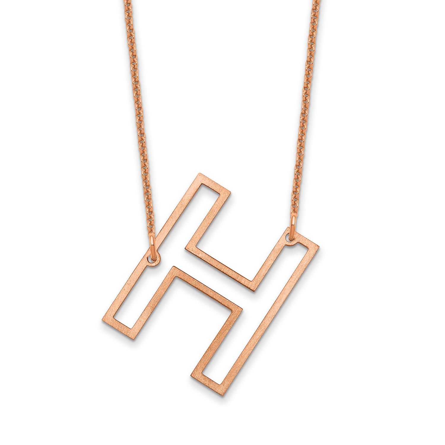 Sideways Cut Out Initial H Necklace 14k Rose Gold XNA1473R/H
