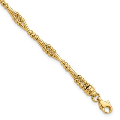 Fancy Beaded Bracelet 10k Gold Polished 10LF631-7.25 196904334478